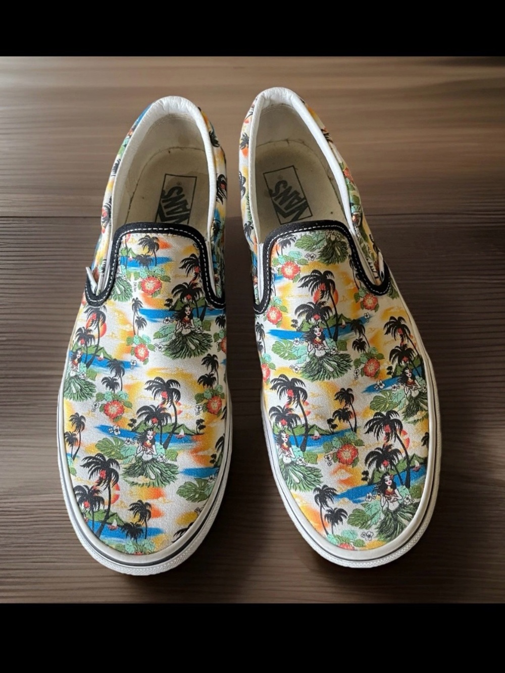 Vans Slip-On Tropical Hula  men’s Canvas Shoes - White, Green, Blue, Orange
